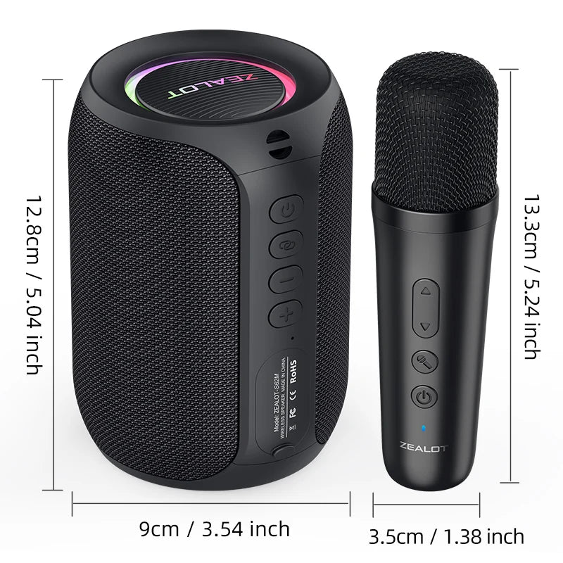 Zealot S62M Portable Bluetooth Karaoke Machine with Wireless Microphones Ideal for Home and Family Gatherings