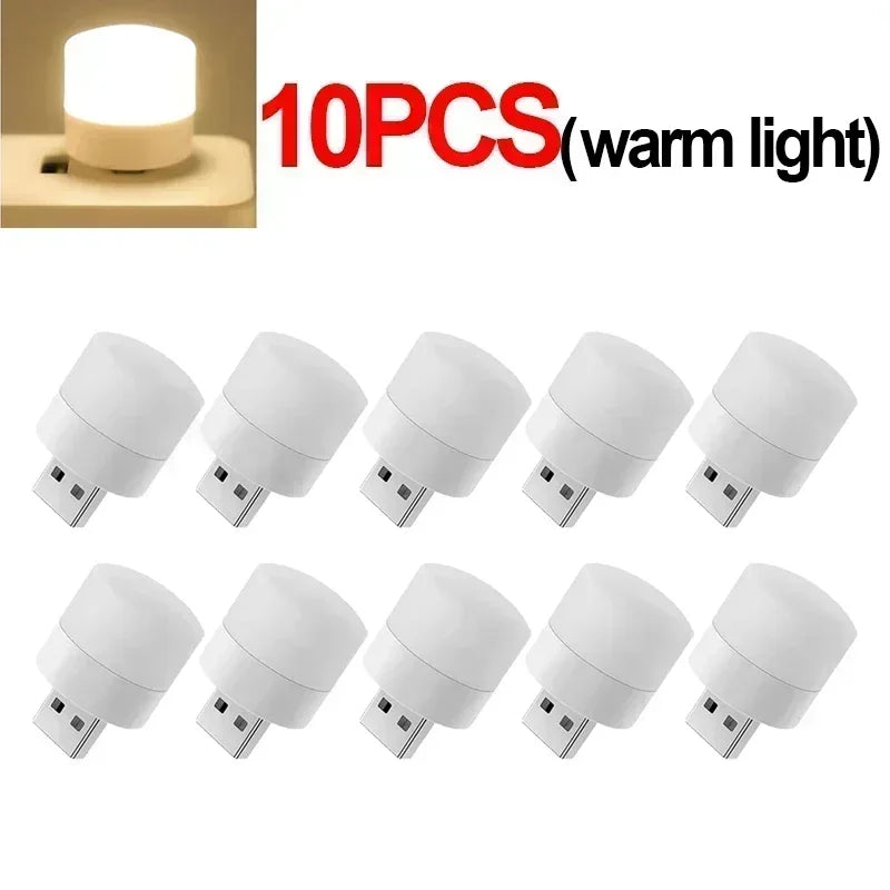 1-20Pcs Mini USB Night Light Warm White Eye Protection LED Lamp