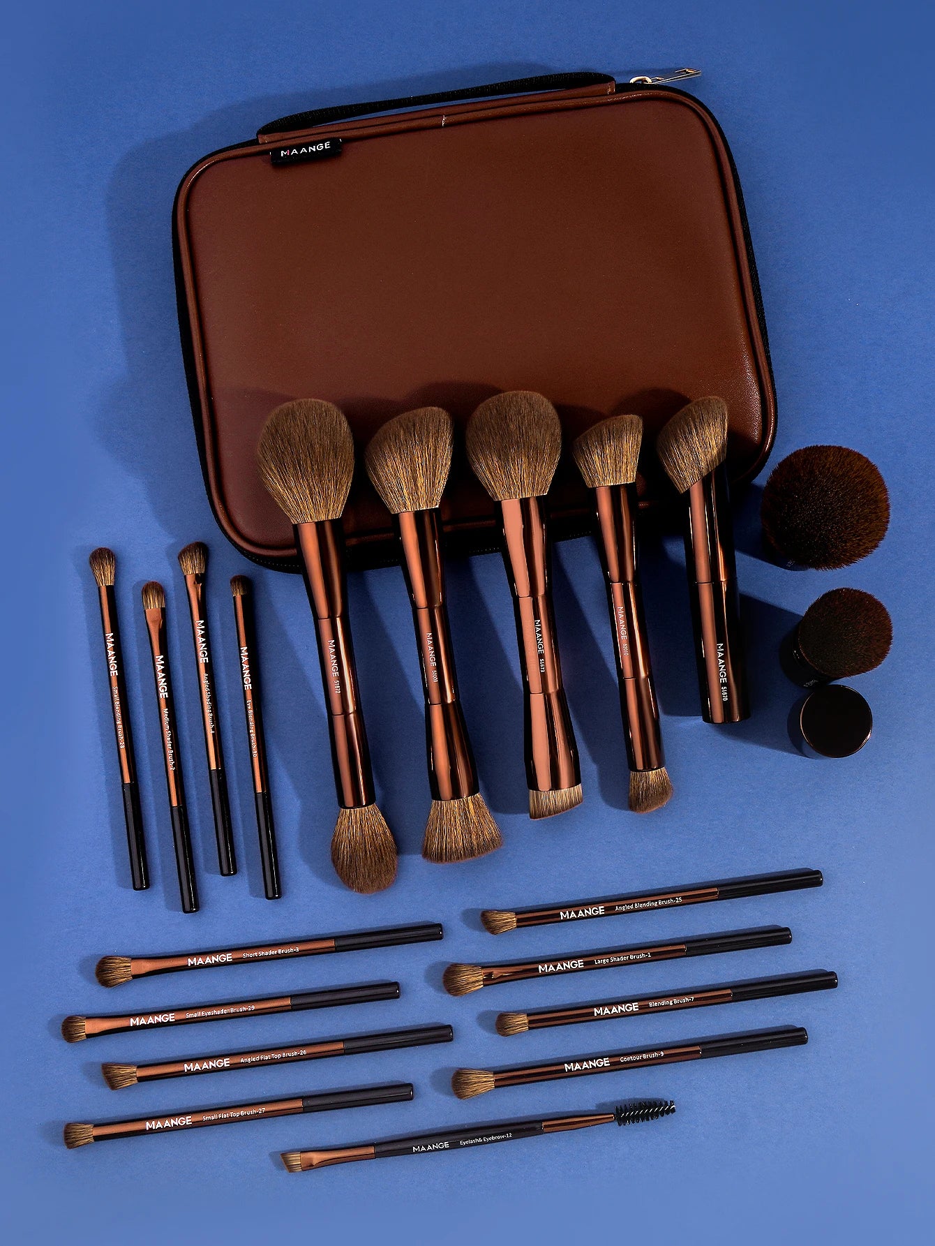 MAANGE 20 Piece Professional Makeup Brush Set with Dual Ended Brushes and Storage Bag