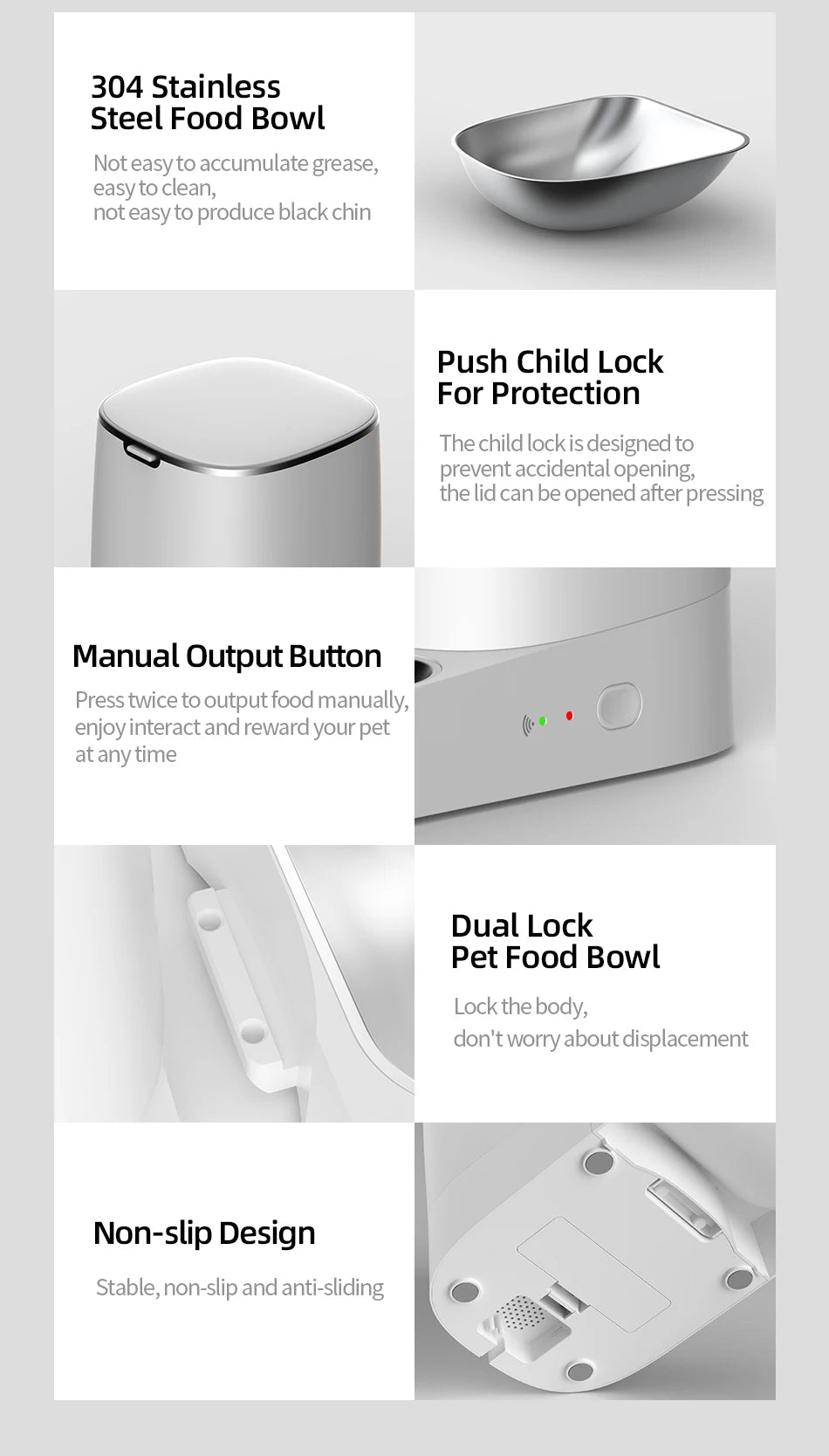 ROJECO Automatic Cat Feeder Smart WiFi Kibble Dispenser