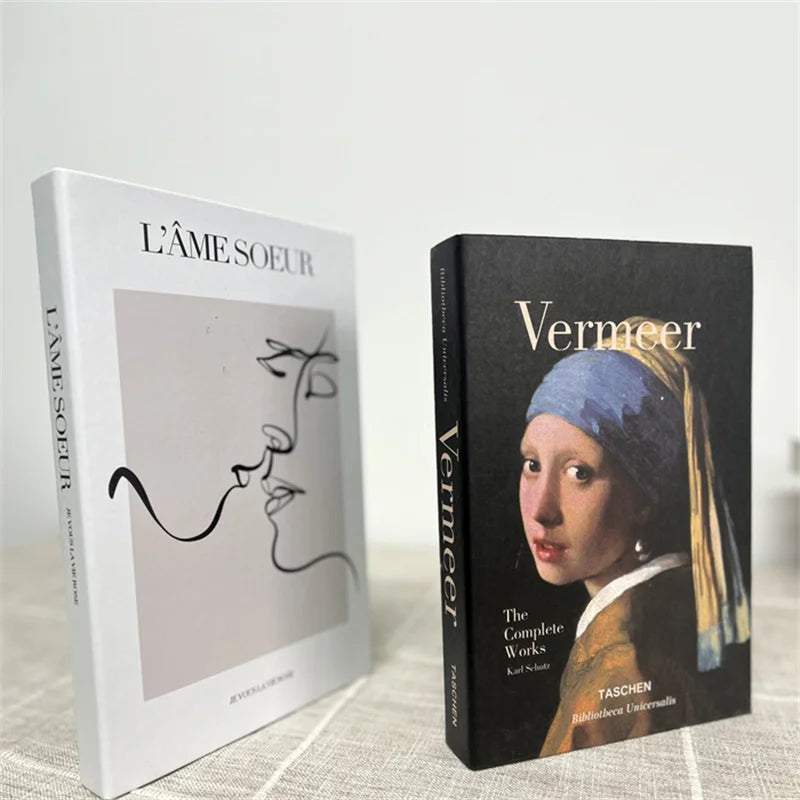 2 Piece Luxury Fake Book Decoration Set for Home and Cafe Decor Vintage Style Ornaments for Study and Club