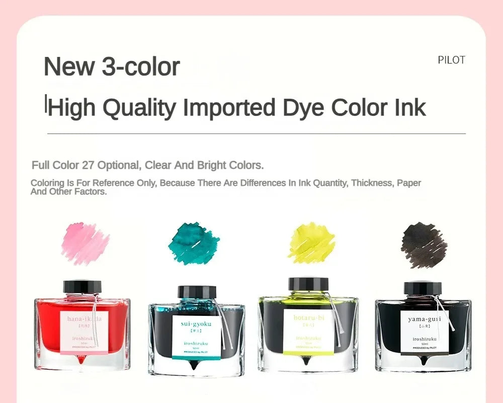 Pilot 25 Color 50ml Fountain Pen Ink Set with Glass Bottles for School and Office Use