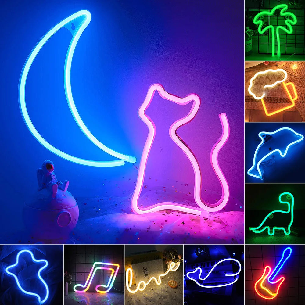 USB/Battery LED Neon Sign Lights Musical Note Wall Art Decor
