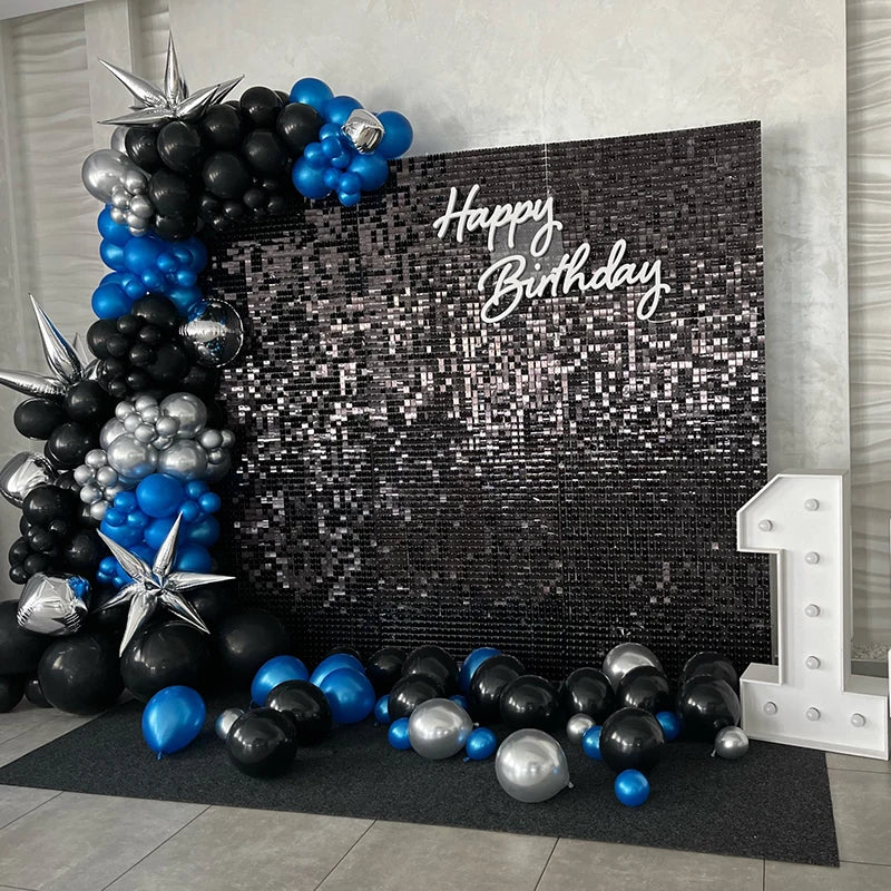 Panels Black Shimmer Wall Panels Backdrops with Square Sequins