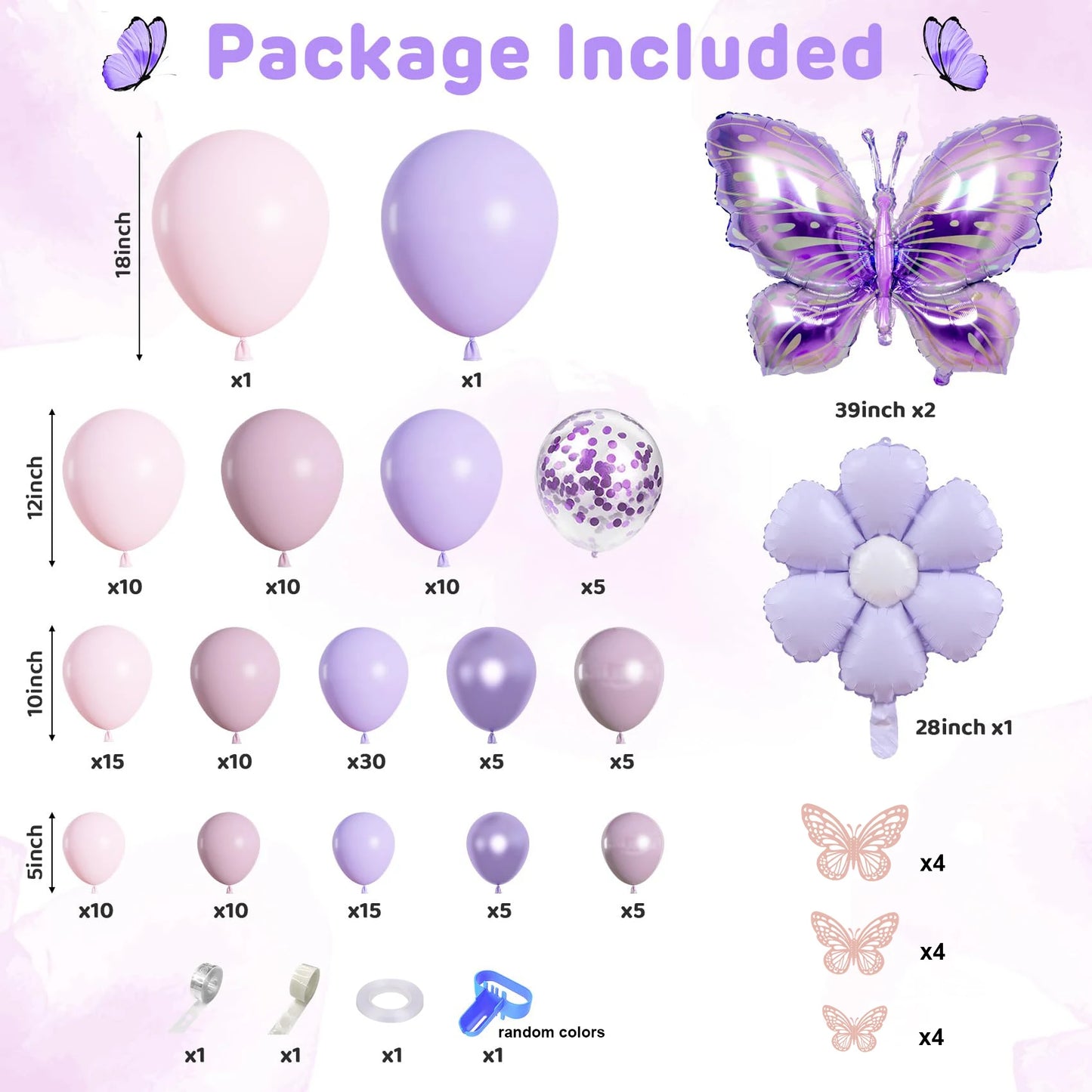 Pink and Purple Butterfly Balloon Arch Garland Kit for Baby Showers Weddings Girls Birthday Parties and Bachelorette Celebrations