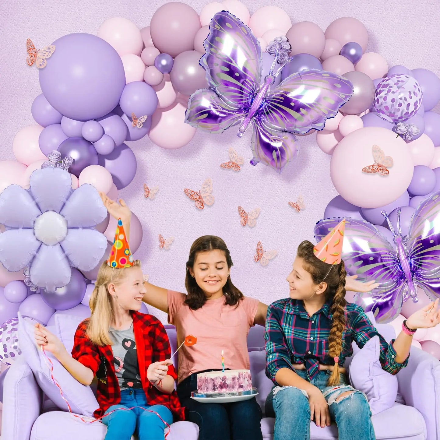 Pink and Purple Butterfly Balloon Arch Garland Kit for Baby Showers Weddings Girls Birthday Parties and Bachelorette Celebrations