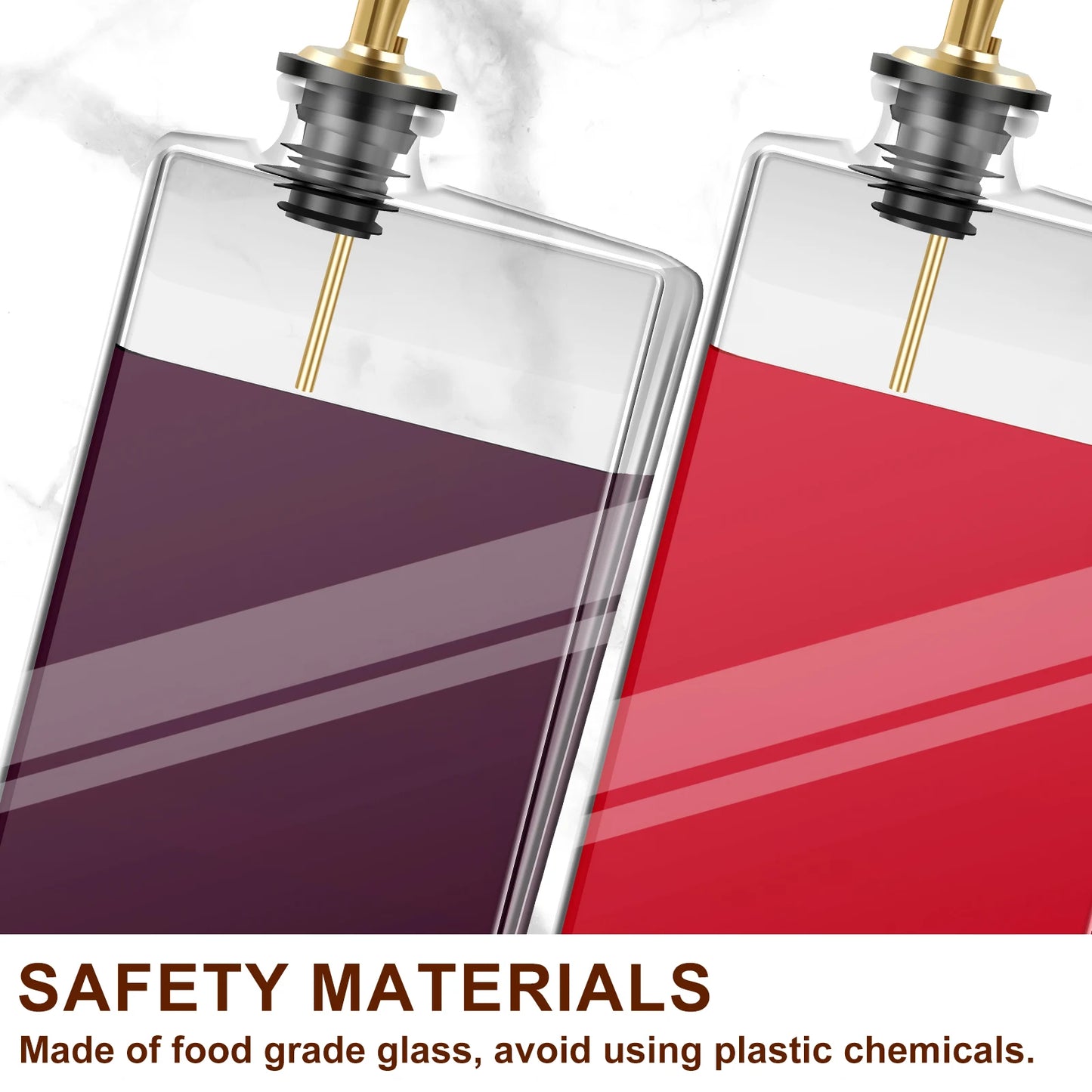 Glass Olive Oil and Vinegar Dispenser Bottle 350ml with Sort Sticker Stylish Kitchen Gadget