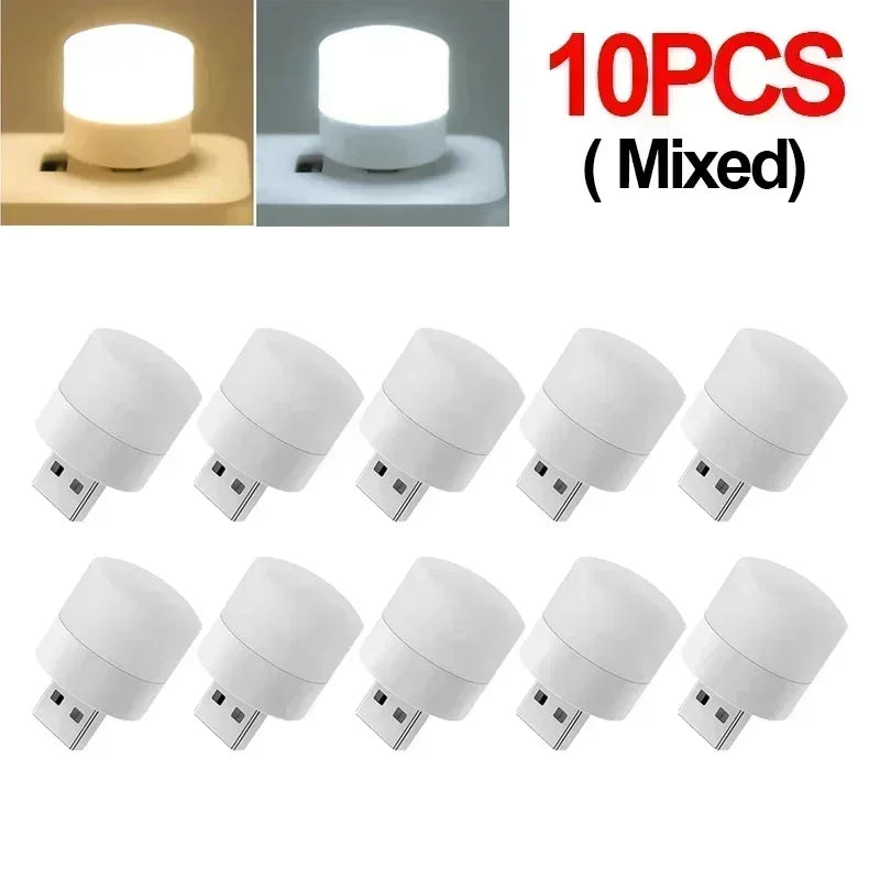 1-20Pcs Mini USB Night Light Warm White Eye Protection LED Lamp