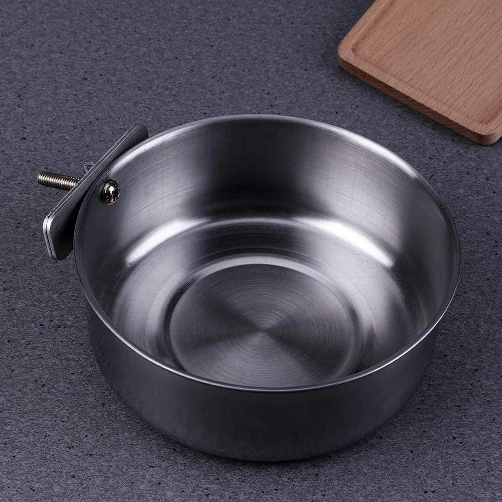 Stainless Steel Bird Bowls Safe Cage Hanging Feeder Bowl Parrot Rabbit Hamster Food Water Feeding Bowl Pet Cage Accessories