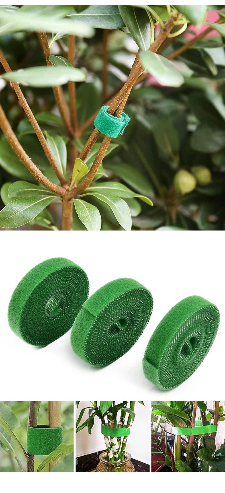 3 Rolls Green Garden Twine Plant Ties Nylon Support Wrap