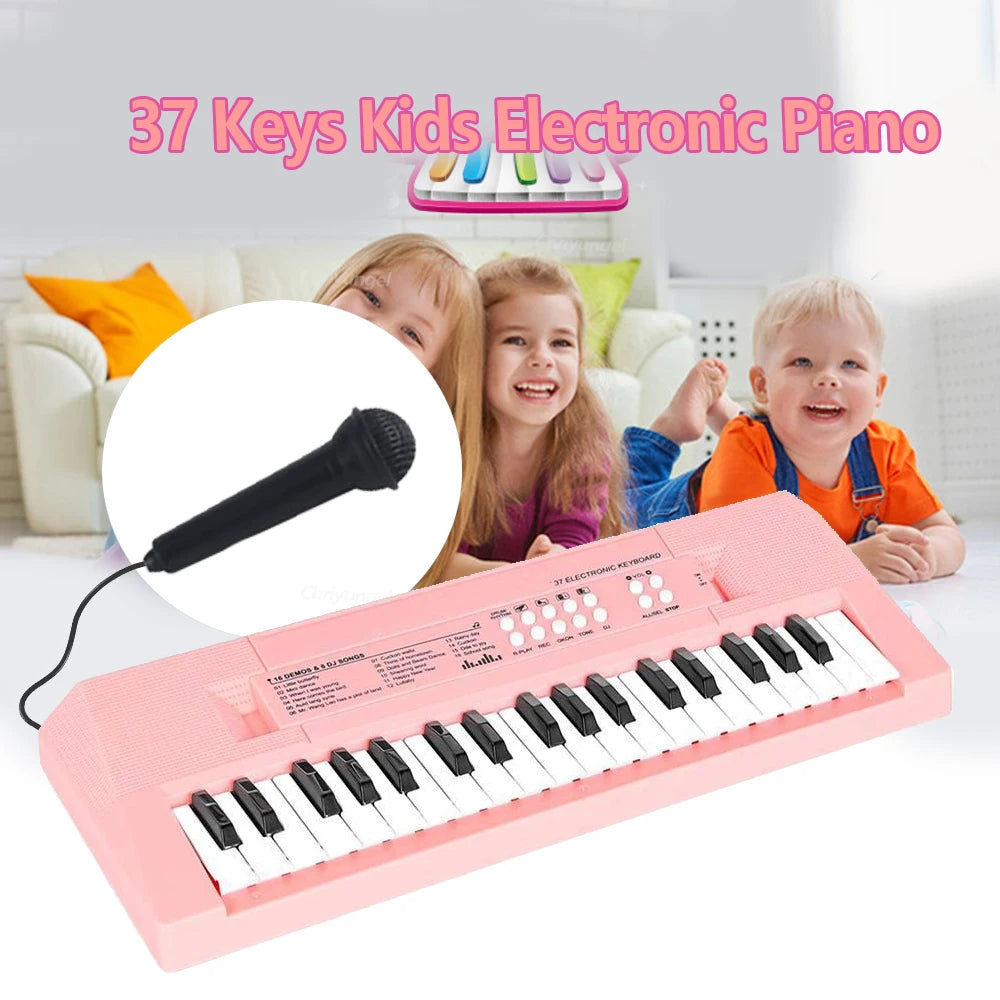 37 Keys Kids Electronic Piano Keyboard with Microphone Educational Musical Instrument for Boys and Girls