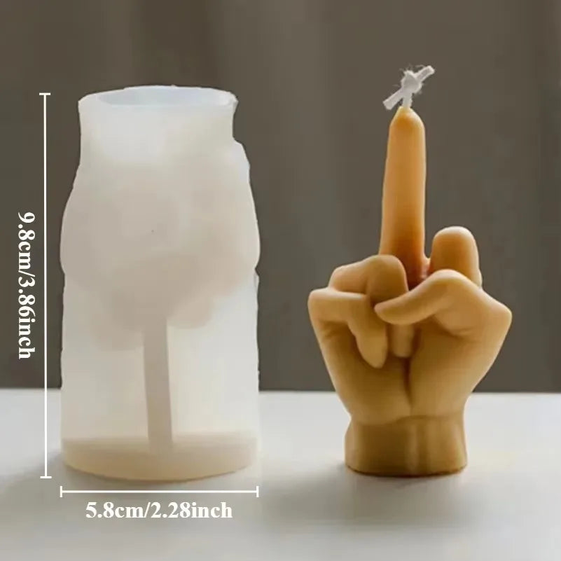 3D Middle Finger Silicone Candle Mold for DIY Crafts and Gifts