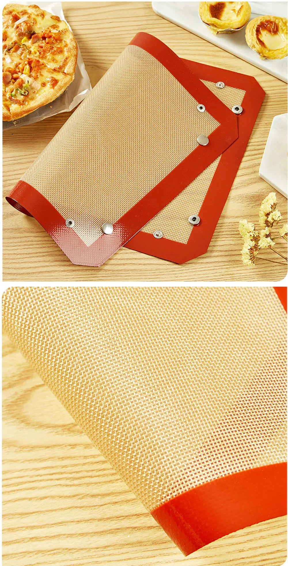 Buyyes Silicone Baking Mat Non Stick Heat Resistant Cookie Tray Leakproof Oven Liner for Easy Baking