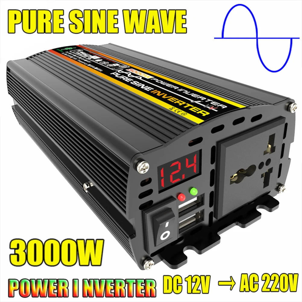 10000W/12000W Car Inverter LCD Display Pure Sine Wave Inverter DC 12V to AC 220V