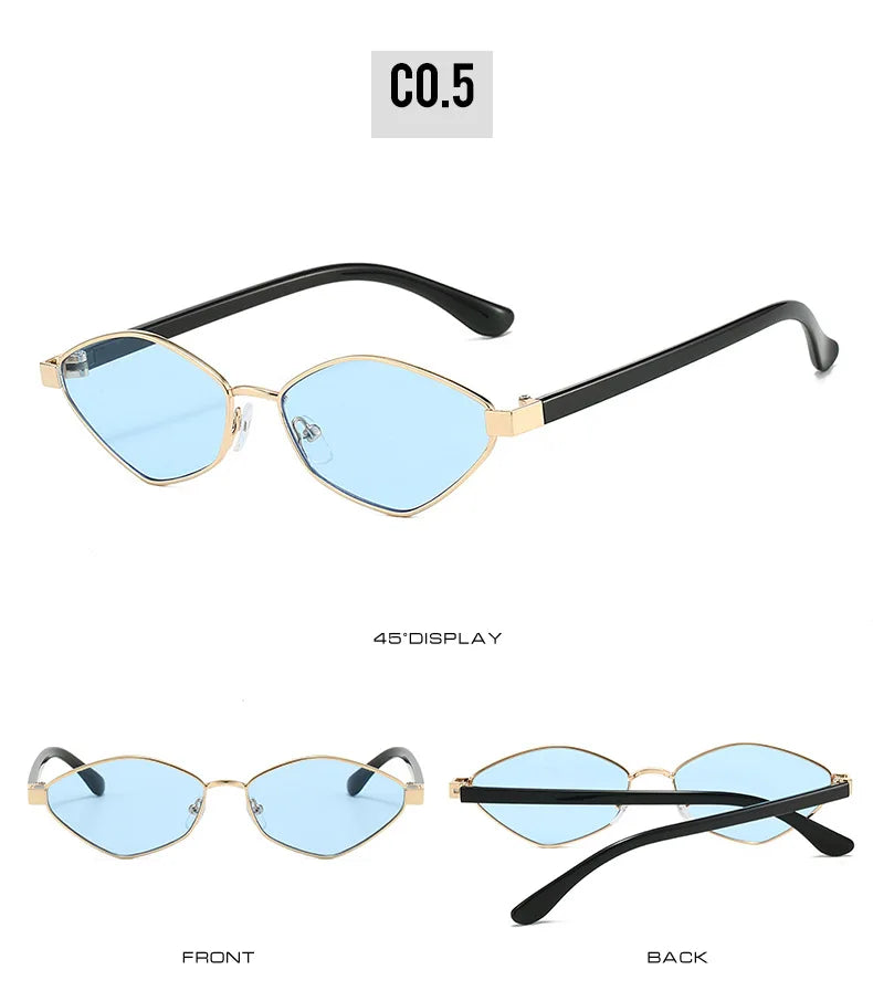 SO&EI Fashion Irregular Polygon Cat Eye Sunglasses UV400 Retro Shades for Women and Men