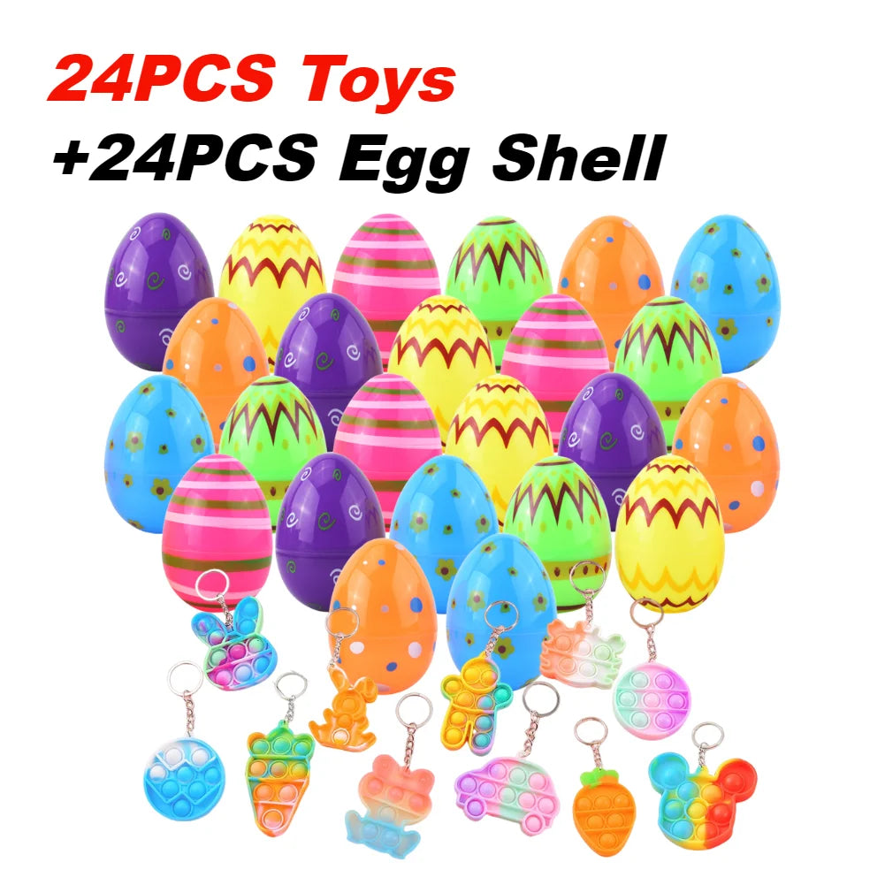 12/20/24/48Pcs Prefilled Easter Eggs with Plush Toys for Kids