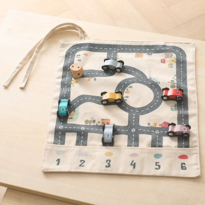Children's Montessori Traffic Toy Wooden Car Game with Baby City Road Map 35x31 CM Educational Gift for Kids