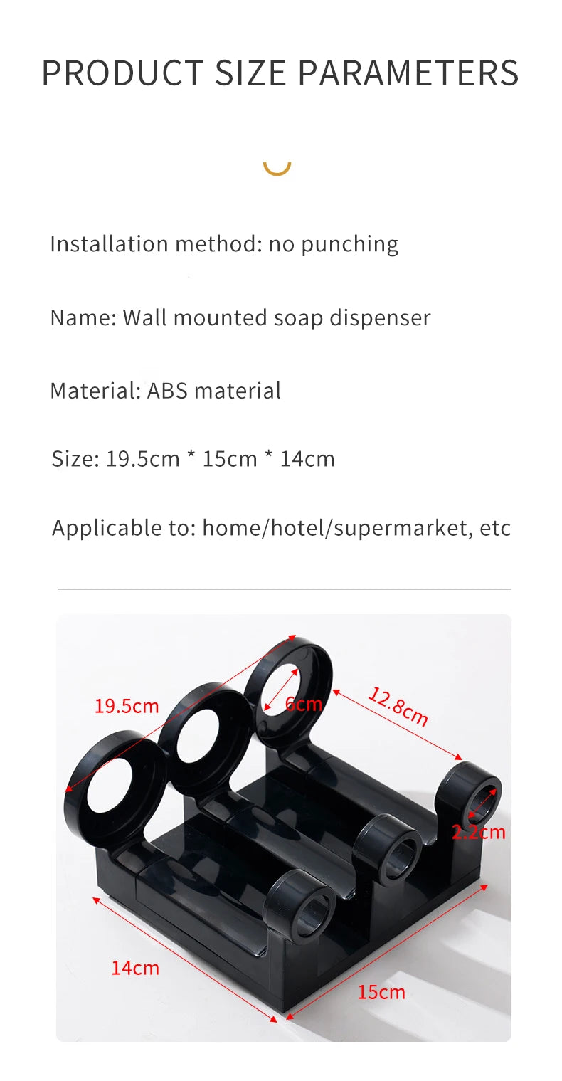 Wall Mounted Hotel Shampoo and Shower Gel Dispenser with Hand Sanitizer Box and Manual Soap Dispenser