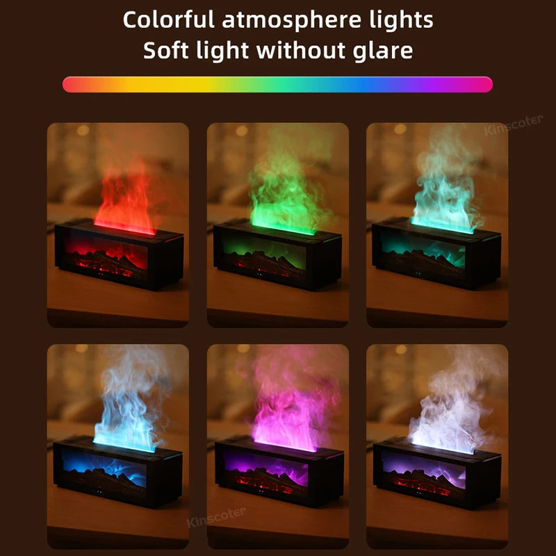 Creative Fireplace Air Humidifier Auto-Off Aroma Diffuser with LED Light and Remote Control