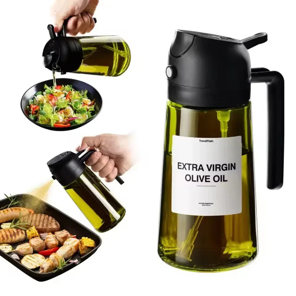 Olive Oil Dispenser Bottle 470ml – Light-Blocking Dark Glass Design