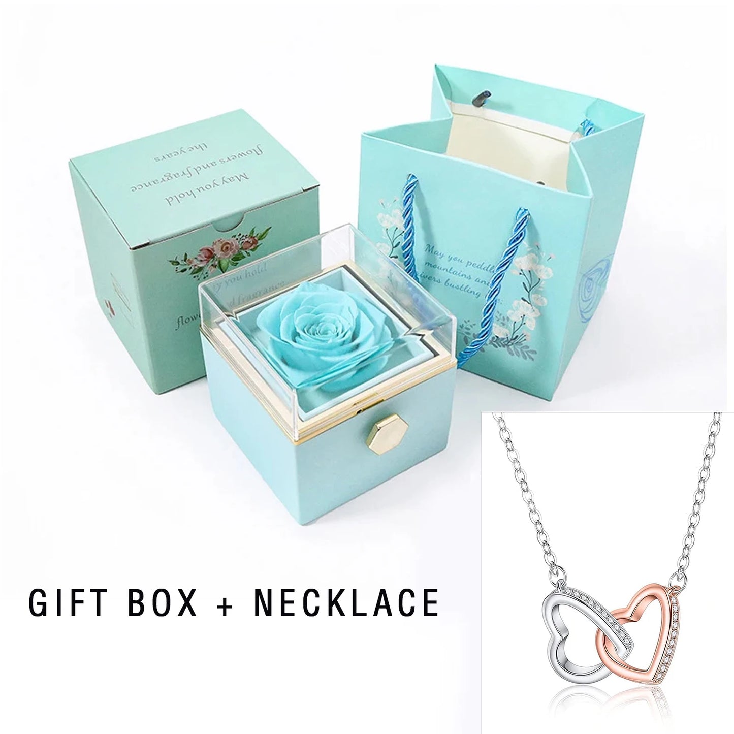 Eternal Rose Box With Heart Necklace For Mom Mother's Day Gift