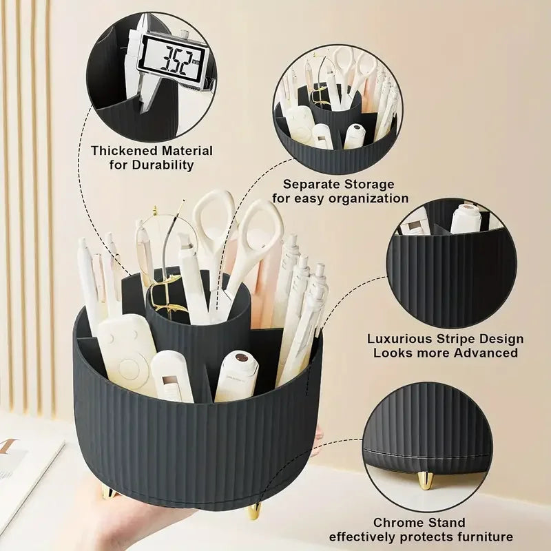360° Rotating 5 Slot Makeup Brushes Holder Organizer for Vanity Desktop Storage
