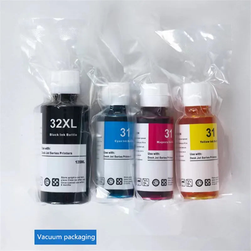 4 Pack Ink Bottles Compatible With 31 32XL Refill Dye Ink For HP Printers 7301 6001 7602 5101 7001 551 651 455 457 450