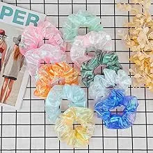 10 Pack LED Glow Hair Scrunchies Light Up Elastic Hairbands for Neon Parties and Celebrations