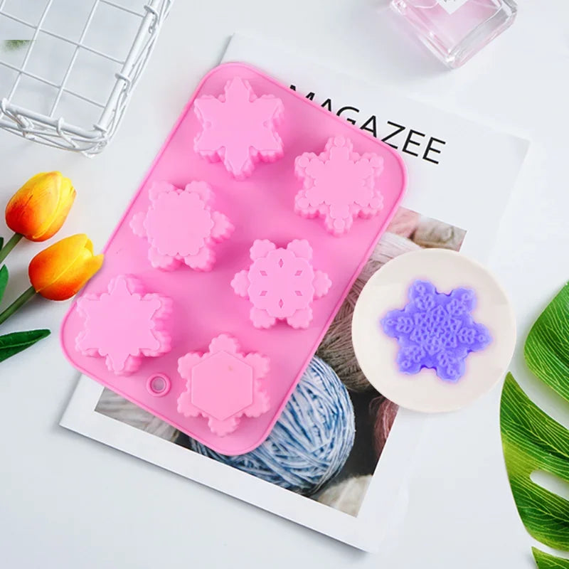 3D Christmas Snowflake Silicone Candle Molds for DIY Soap and Cake Decor