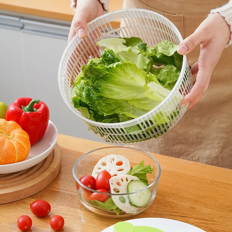 Multifunctional Manual Vegetable Dehydrator and Salad Spinner with Fruit and Lettuce Drain Basket for Efficient Home Kitchen Use
