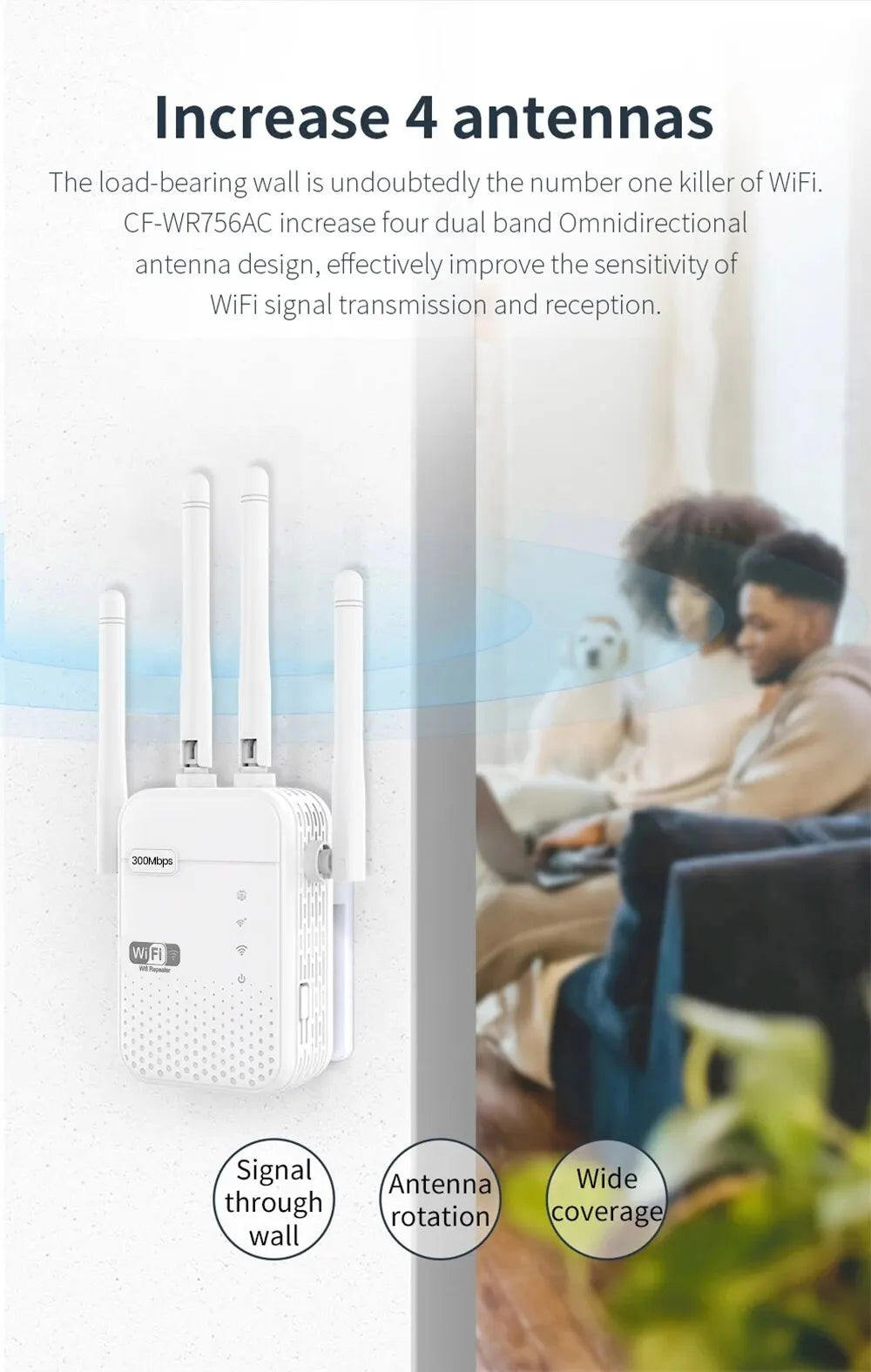 300Mbps Wireless WiFi Repeater Long Range Signal Booster