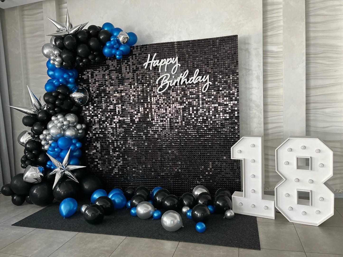 Panels Black Shimmer Wall Panels Backdrops with Square Sequins