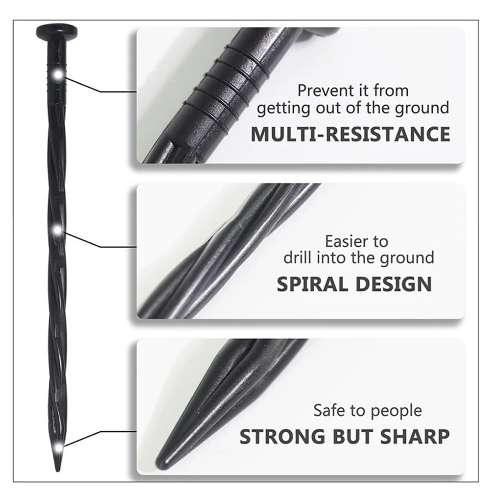 10M Plastic Garden Edging Border Kit with 30 Anchoring Spikes for Easy Installation and Durable Landscape Design