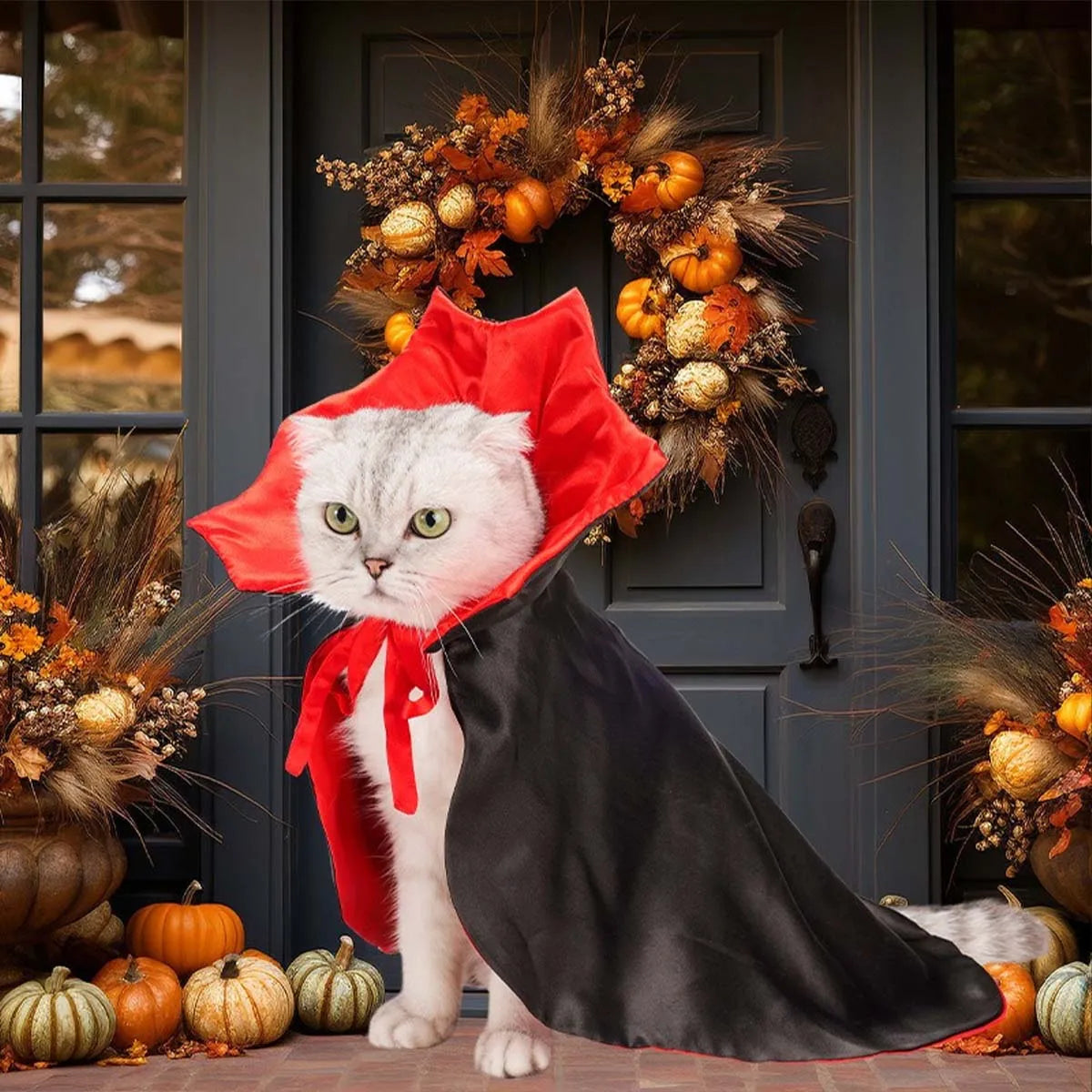 Halloween Pet Cape Vampire Pet Costume Dog Cat Cosplay Cloak Comfortable Nylon with Strap Closure For Small & Medium Dogs & Cats