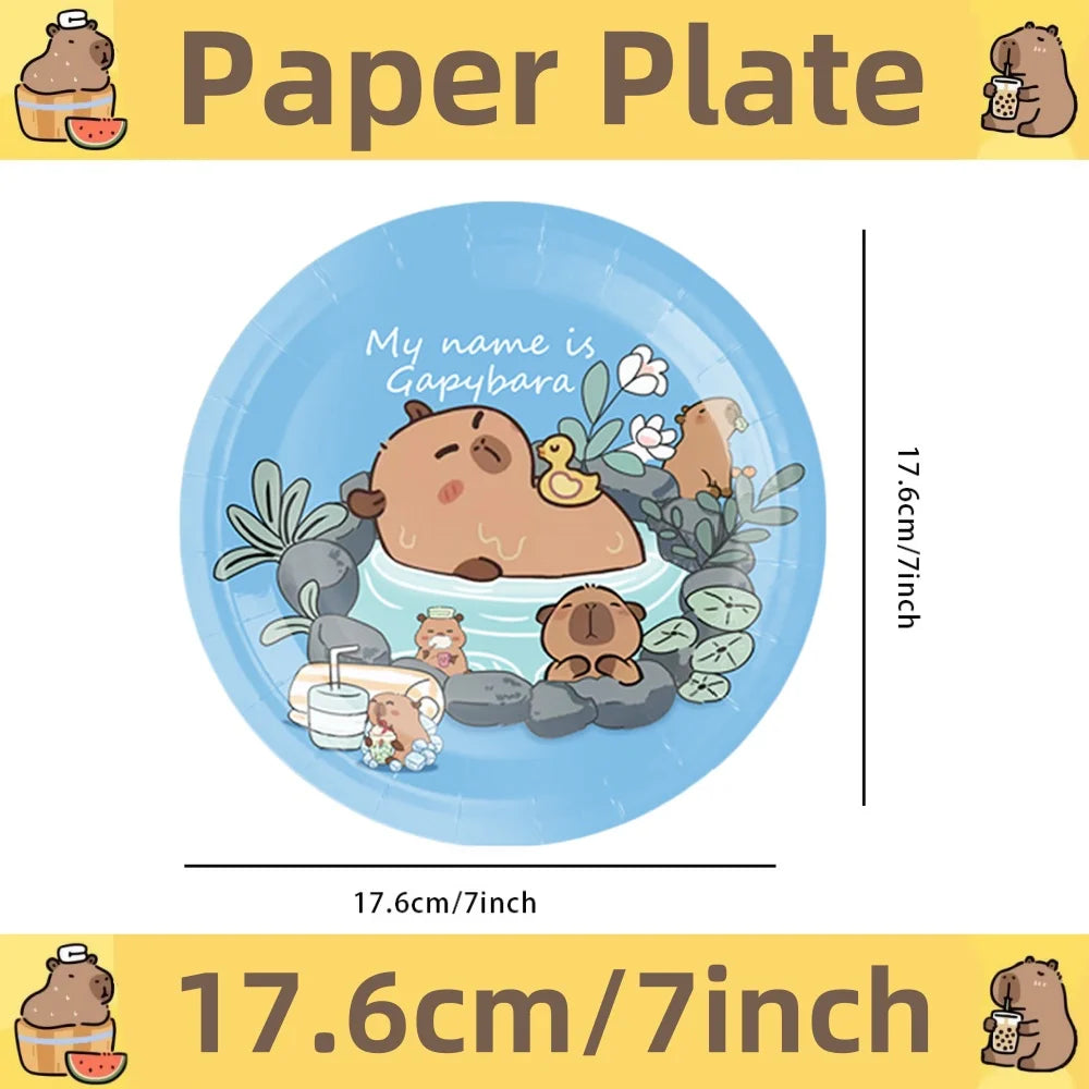 Capybara Birthday Decorations Balloons Cute Tableware Set