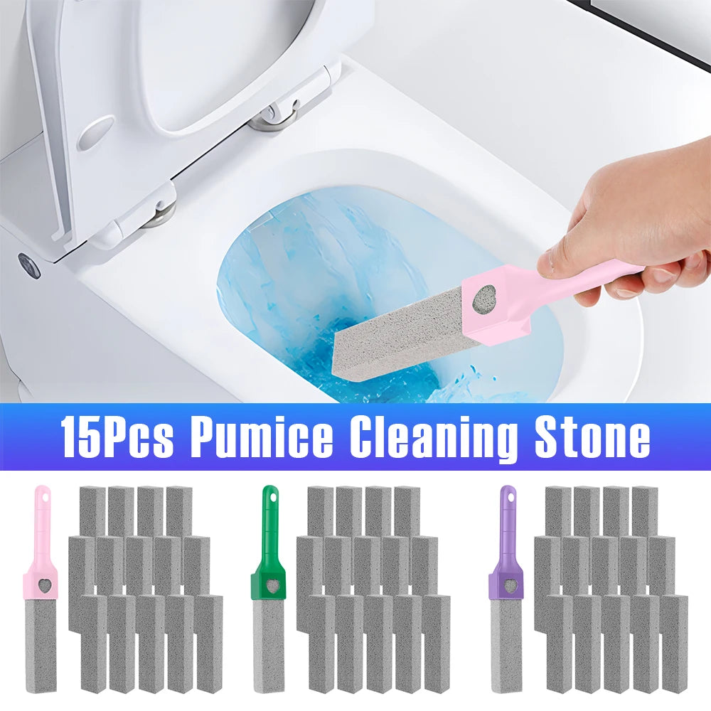15 Piece Pumice Stone Toilet Bowl Cleaner Set with Ergonomic Handle for Effortless Bathroom Cleaning