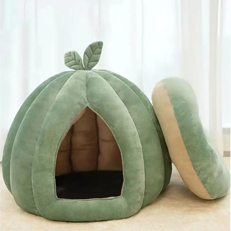 Pumpkin Cat Bed Cat House Enclosed Cat Bed Cat Cave Thickened Halloween Pet Bed Cat Hideaway For Kittens Small Dogs Winter Home