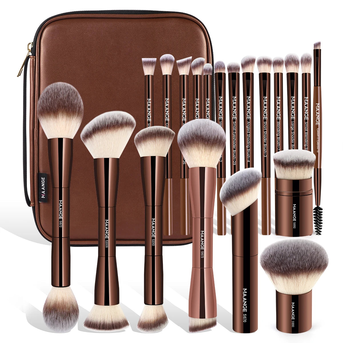 MAANGE 20 Piece Professional Makeup Brush Set with Dual Ended Brushes and Storage Bag