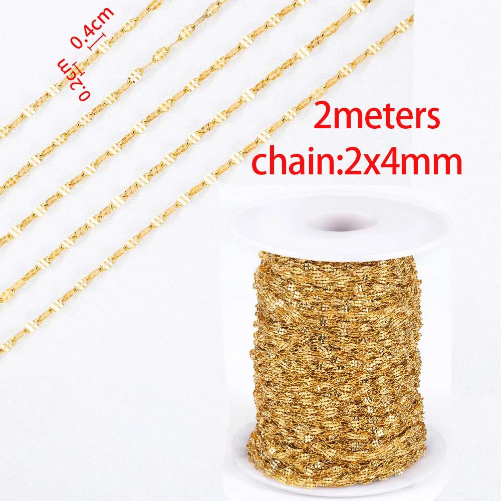 2 Meters/1 Meter High Quality Gold Color Stainless Steel Chain for DIY Jewelry Making