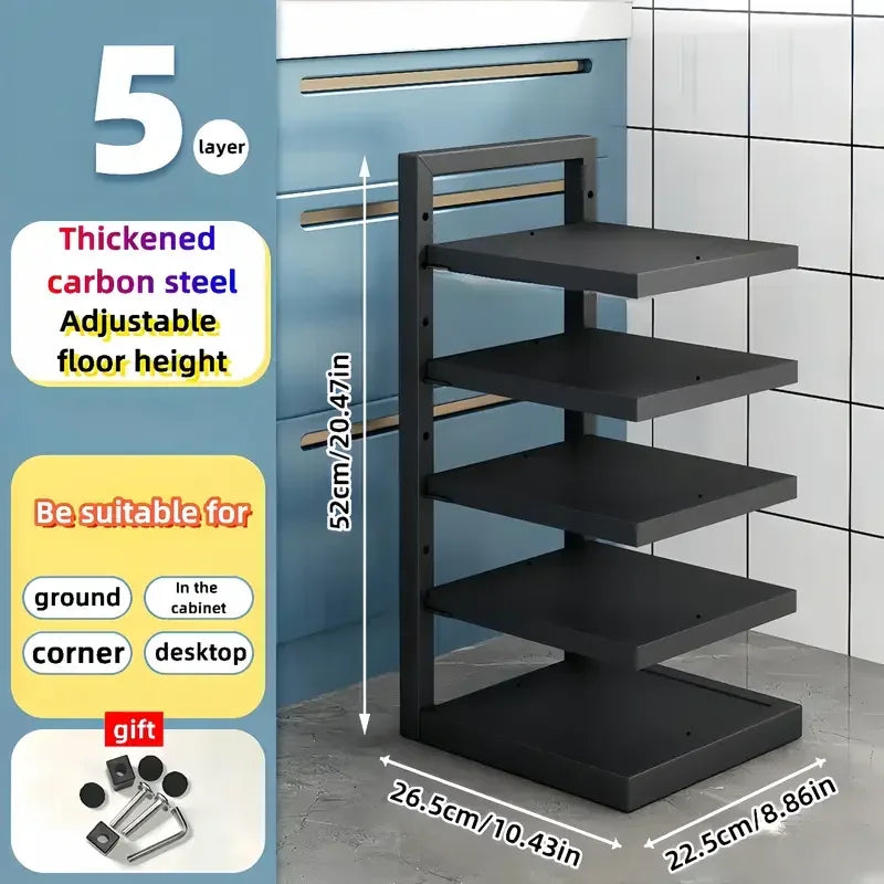 Adjustable Stainless Steel Pot Rack Organizer for Kitchen Multi-Layer Pot and Pan Storage Solution