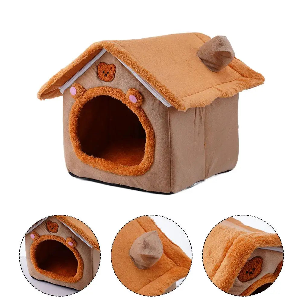 Indoor Warm Dog House Soft Pet Bed Tent House Dog Kennel Cat Bed Removable and Washable Cushion Suitable Four Season Universal