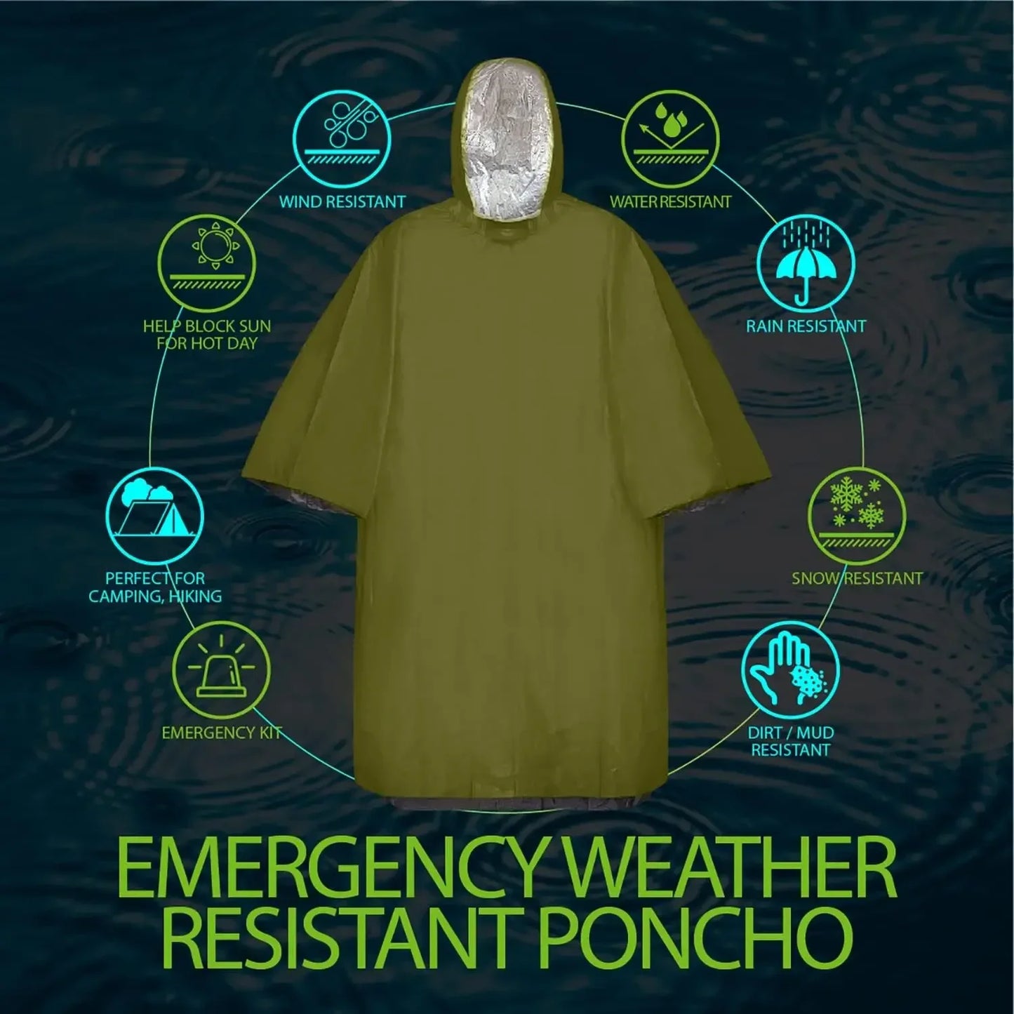 Reusable Emergency Rain Poncho β Unisex Waterproof Travel Raincoat for Hiking, Camping & Outdoor Gear