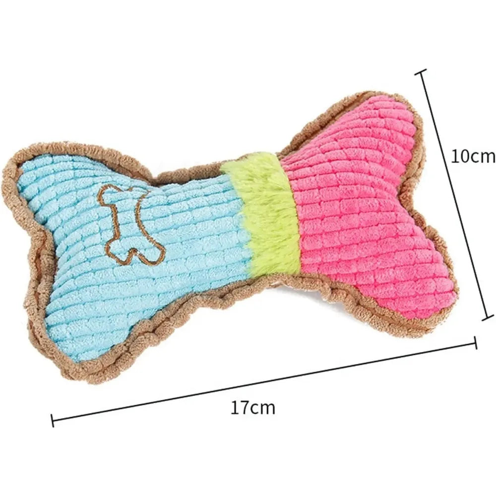 1pc Dog Squeaky Toys, Bones Plush Dogs Chew Toy for Small Medium Breed Puppy Aggressive Chewer Pets Puppy Playing Cleaning Teeth