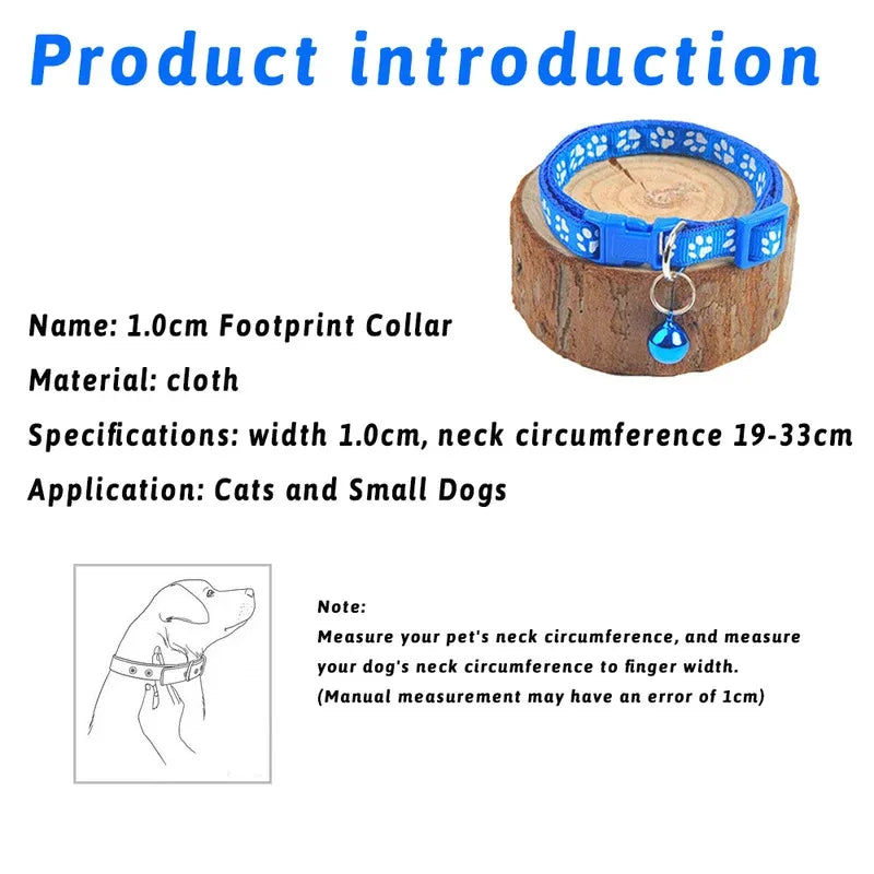 1/3/6/12/18Pcs Pet Collar With Bell Footprints Colorful Dog, Dog, Cat Accessories Cat Collar Adjustable Bell Ring Necklace Pet