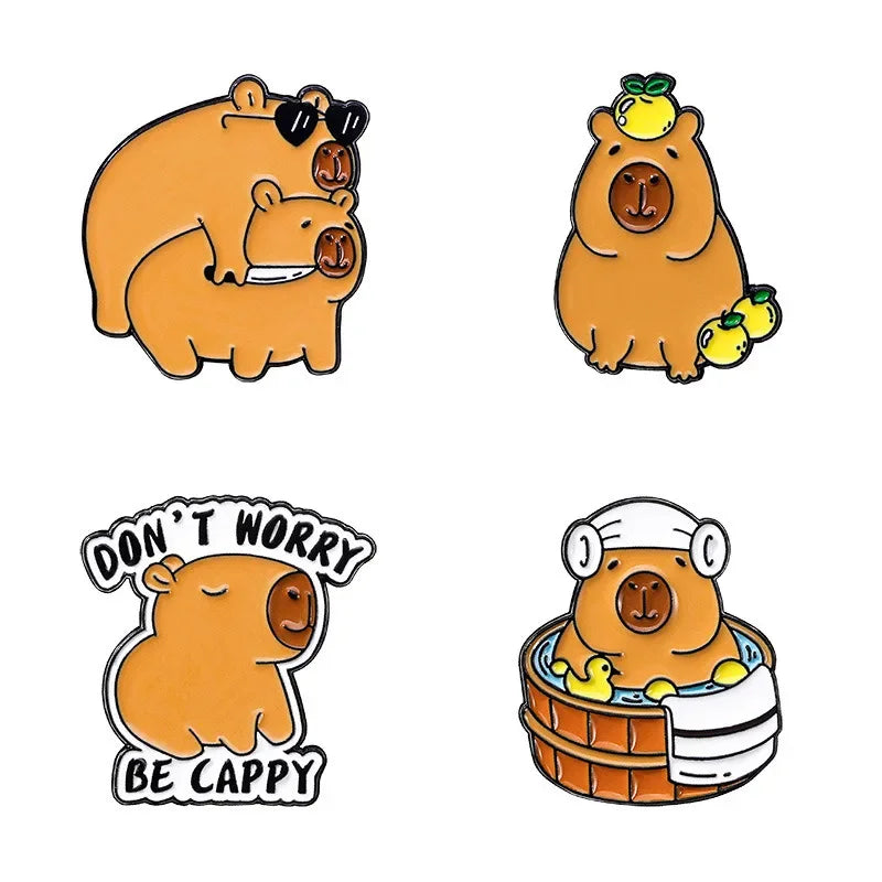 Elviragirl 1Pcs Cute Cartoon Capybara Enamel Brooch Pin