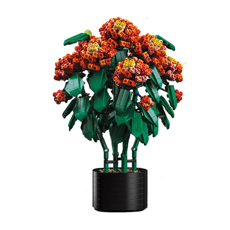 City Creativity Cymbidium Faberi Bonsai Potted Plant Building Block Set for Home Decoration and Kids Toys