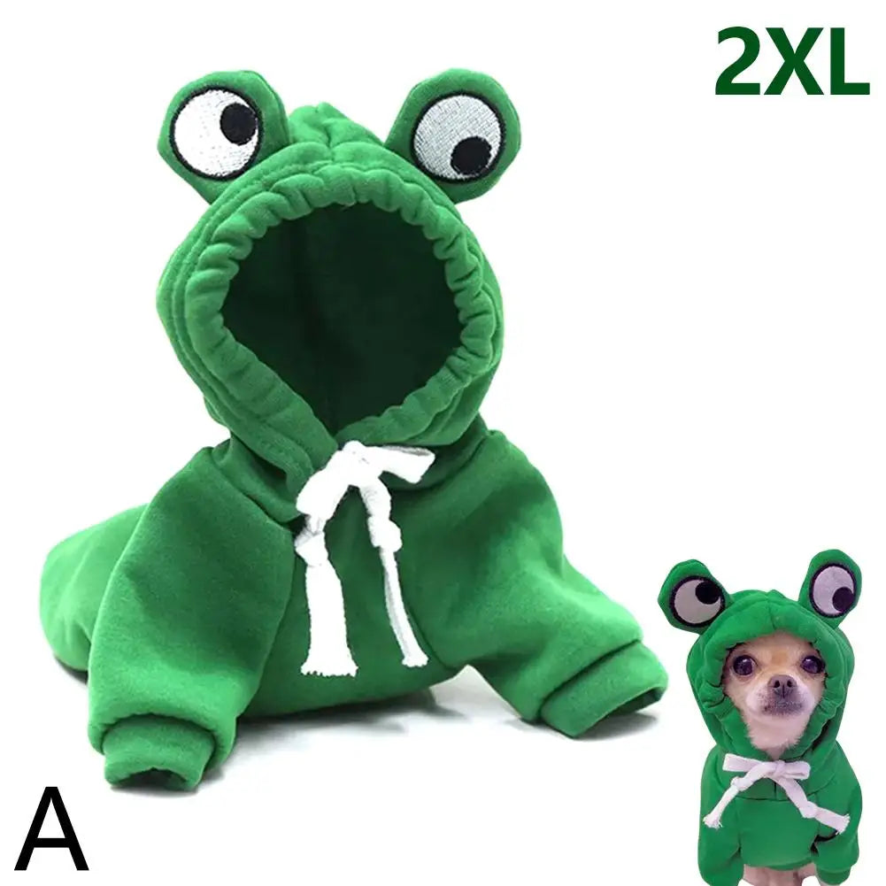 Cute Frog Pet Hoodie Dogs Clothes Christmas Warm Jumpsuits Winter Fleece Pet Overalls for Small Medium Dogs Cats Chihuahua