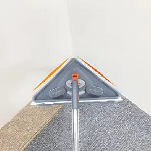360 Degree Rotating Triangle Microfiber Wall Mop with Long Handle Adjustable Dry and Wet Cleaning Mop for Efficient Floor Dusting
