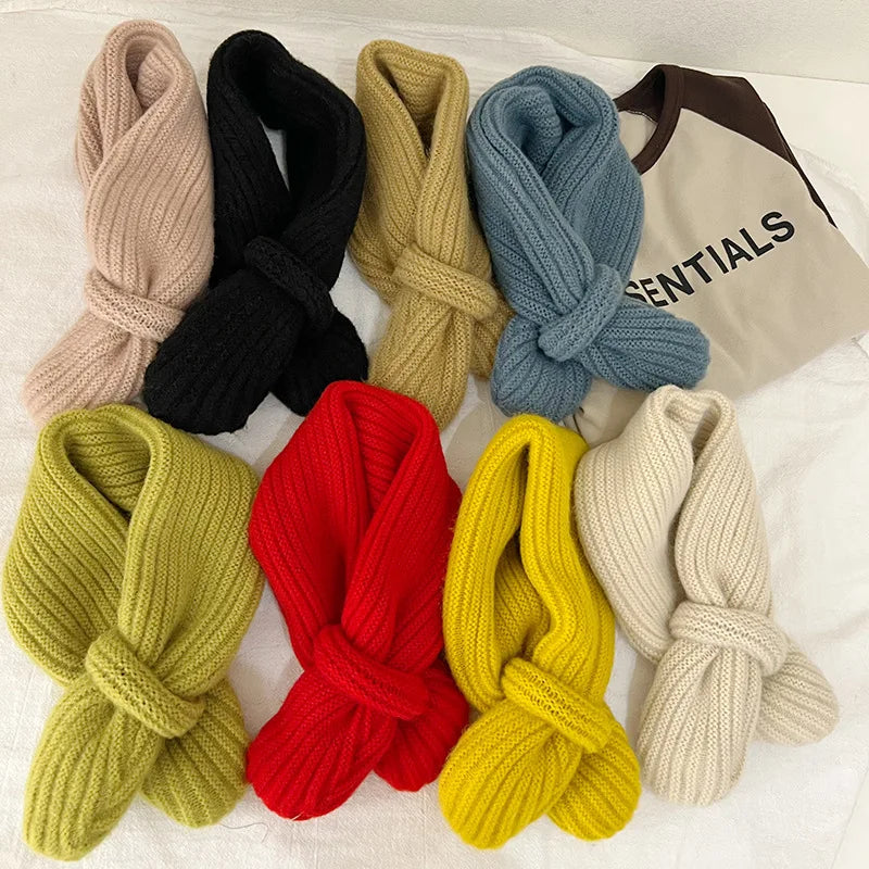 Simple Fashion Baby Scarf Candy Color Woolen Knitted Scarves for Kids Winter Warm Neckerchief