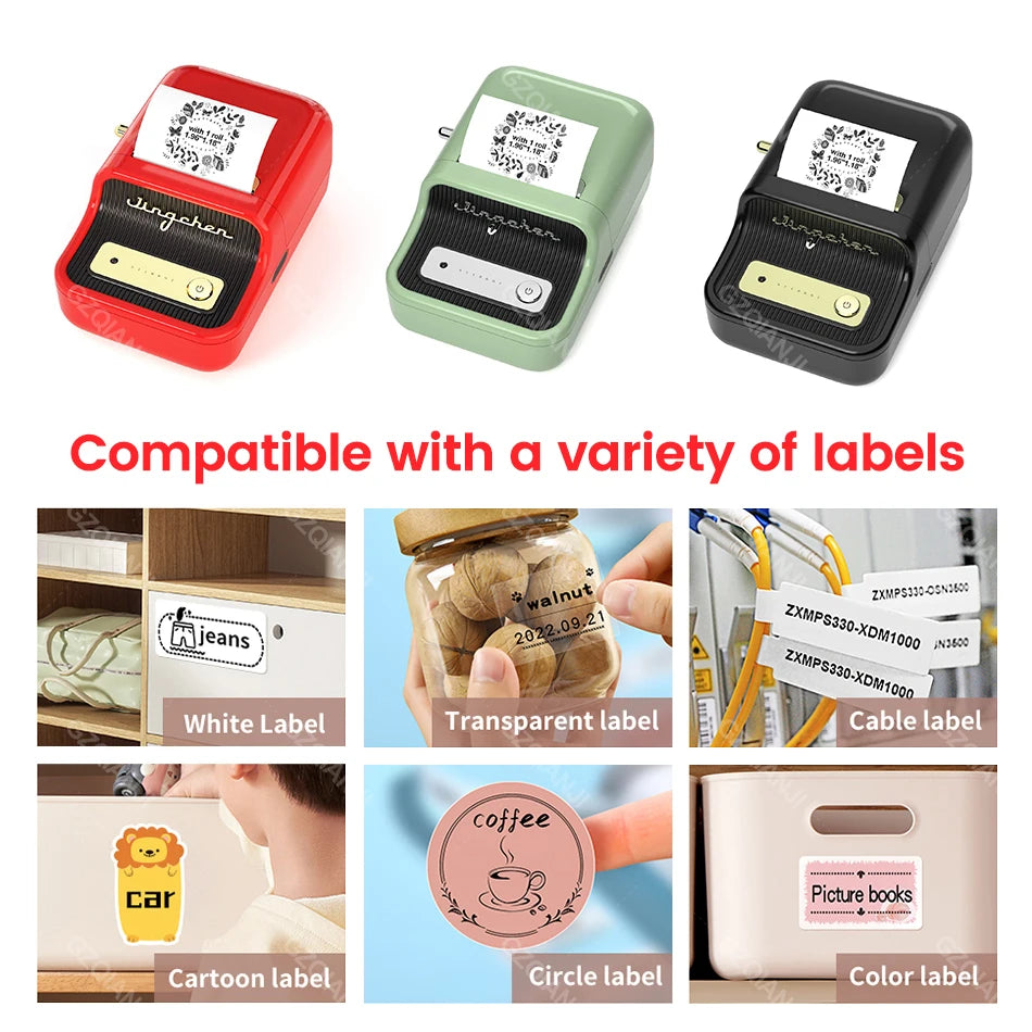 Niimbot B21 B1 Wireless Thermal Label Printer with Self-Adhesive Labels and 5 Roll Set for Efficient Organization